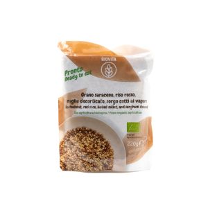 Grano Saraceno, Riso Rosso, miglio Decorticato, Sorgo cotti al vapore Biovita 220G