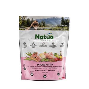 Crocchette per Gatti Sterilizzati al Prosciutto Natua 350G