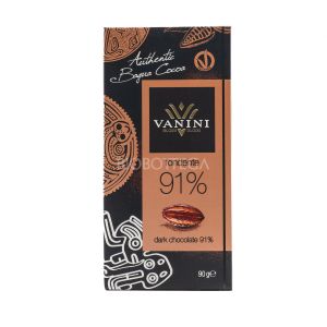 Tavoletta di Cioccolato Fondente 91% NON BIO Vanini 90G