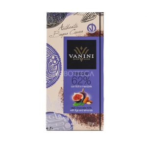 Tavoletta di Cioccolato Fondente 62% con Fichi e Mandorle NON BIO Vanini 100G