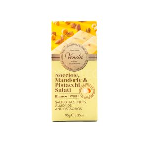 Cioccolato Bianco con Nocciole, Mandorle e Pistacchi Salati Venchi 95G