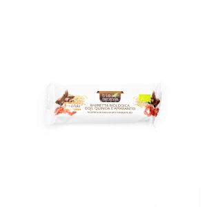 Barretta Biologica Goji, Quinoa e Amaranto Ricoperta di Cioccolato Fondente Fior Di Loto 30G